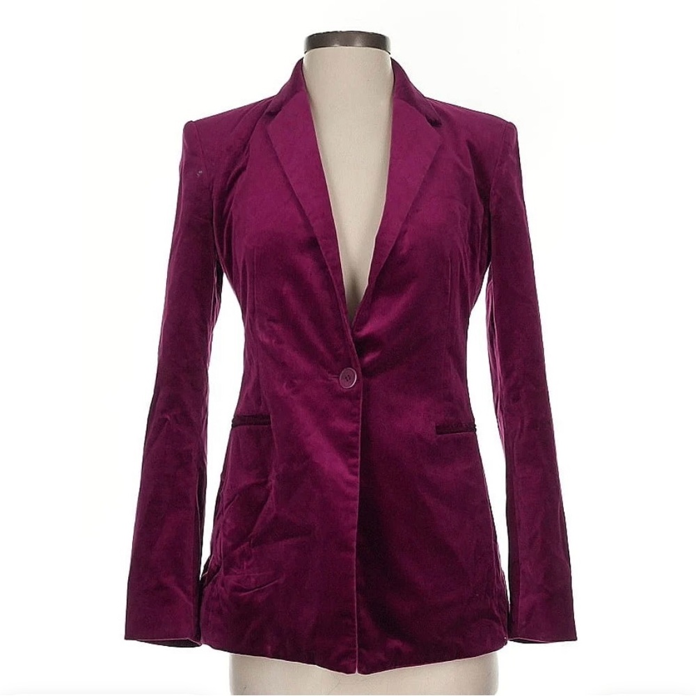 Theory Purple Velvet Blazer with Notched Lapels